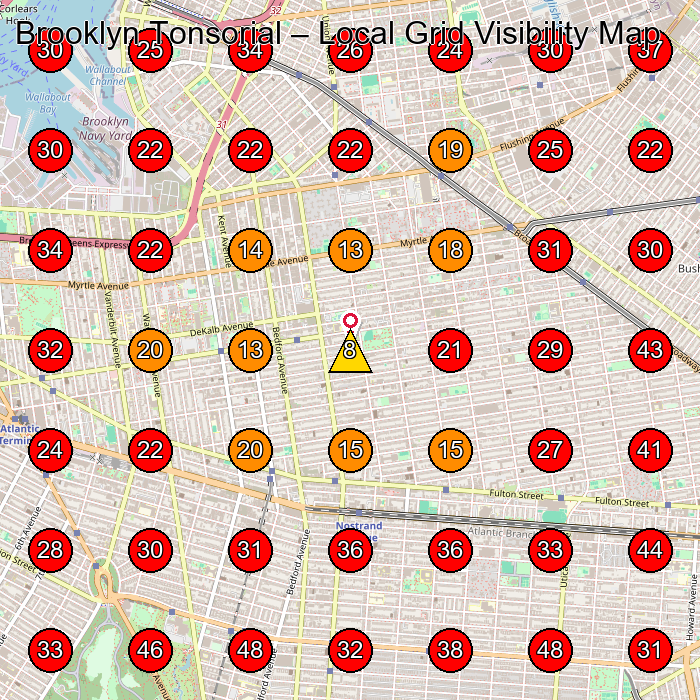 Brooklyn Tonsorial GeoGrid visibility map for Barber Shop in Brooklyn
